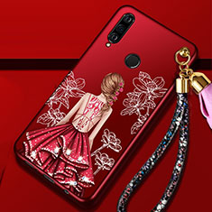 Silicone Candy Rubber Gel Dress Party Girl Soft Case Cover K02 for Huawei P30 Lite New Edition Red