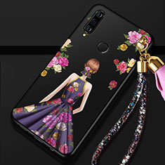 Silicone Candy Rubber Gel Dress Party Girl Soft Case Cover K02 for Huawei P30 Lite Purple and Blue