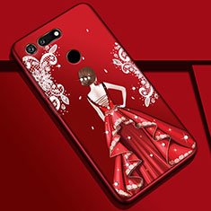 Silicone Candy Rubber Gel Dress Party Girl Soft Case Cover K03 for Huawei Honor View 20 Red