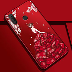 Silicone Candy Rubber Gel Dress Party Girl Soft Case Cover K03 for Huawei P30 Lite New Edition Red Wine