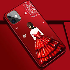 Silicone Candy Rubber Gel Dress Party Girl Soft Case Cover M02 for Apple iPhone 11 Red