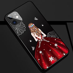 Silicone Candy Rubber Gel Dress Party Girl Soft Case Cover M02 for Apple iPhone 11 Red and Black