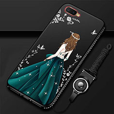 Silicone Candy Rubber Gel Dress Party Girl Soft Case Cover M02 for Oppo RX17 Neo Black