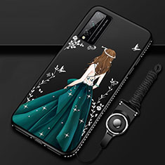 Silicone Candy Rubber Gel Dress Party Girl Soft Case Cover S01 for Huawei Honor Play4T Pro Green