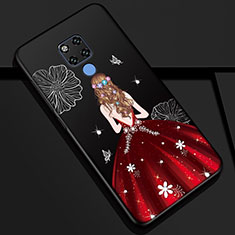 Silicone Candy Rubber Gel Dress Party Girl Soft Case Cover S01 for Huawei Mate 20 X 5G Red and Black