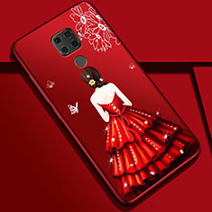 Silicone Candy Rubber Gel Dress Party Girl Soft Case Cover S01 for Huawei Mate 30 Lite Red