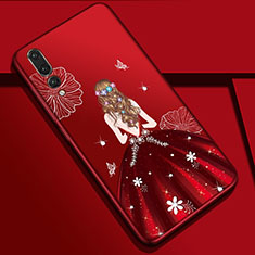 Silicone Candy Rubber Gel Dress Party Girl Soft Case Cover S01 for Huawei P20 Pro Red Wine