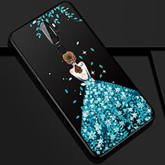 Silicone Candy Rubber Gel Dress Party Girl Soft Case Cover S01 for Oppo A11 Blue