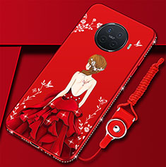 Silicone Candy Rubber Gel Dress Party Girl Soft Case Cover S01 for Oppo Ace2 Red