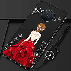 Silicone Candy Rubber Gel Dress Party Girl Soft Case Cover S01 for Oppo Ace2 Red and Black
