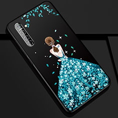 Silicone Candy Rubber Gel Dress Party Girl Soft Case Cover S01 for Oppo K5 Blue
