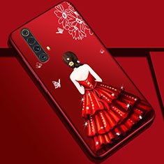 Silicone Candy Rubber Gel Dress Party Girl Soft Case Cover S01 for Realme X50 5G Red