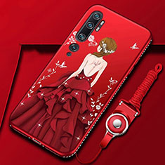 Silicone Candy Rubber Gel Dress Party Girl Soft Case Cover S01 for Xiaomi Mi Note 10 Pro Red