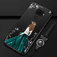 Silicone Candy Rubber Gel Dress Party Girl Soft Case Cover S02 for Huawei Mate 30 Lite Green