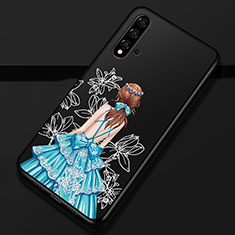 Silicone Candy Rubber Gel Dress Party Girl Soft Case Cover S02 for Huawei Nova 5 Pro Blue