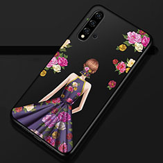 Silicone Candy Rubber Gel Dress Party Girl Soft Case Cover S02 for Huawei Nova 5 Purple and Blue