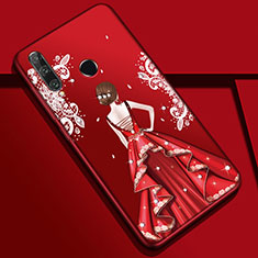 Silicone Candy Rubber Gel Dress Party Girl Soft Case Cover Z01 for Huawei Honor 20i Red Wine