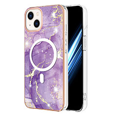 Silicone Candy Rubber Gel Fashionable Pattern Soft Case Cover Mag-Safe Magnetic for Apple iPhone 14 Plus Purple
