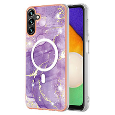 Silicone Candy Rubber Gel Fashionable Pattern Soft Case Cover Mag-Safe Magnetic for Samsung Galaxy A34 5G Purple