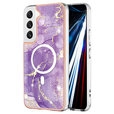 Silicone Candy Rubber Gel Fashionable Pattern Soft Case Cover Mag-Safe Magnetic for Samsung Galaxy S22 Plus 5G Purple