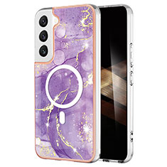 Silicone Candy Rubber Gel Fashionable Pattern Soft Case Cover Mag-Safe Magnetic for Samsung Galaxy S24 5G Purple