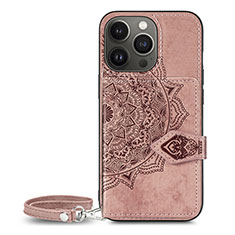 Silicone Candy Rubber Gel Fashionable Pattern Soft Case Cover S01 for Apple iPhone 13 Pro Max Rose Gold