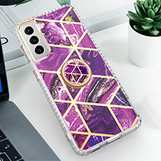 Silicone Candy Rubber Gel Fashionable Pattern Soft Case Cover S02 for Samsung Galaxy S21 5G Purple