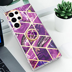 Silicone Candy Rubber Gel Fashionable Pattern Soft Case Cover S02 for Samsung Galaxy S23 Ultra 5G Purple