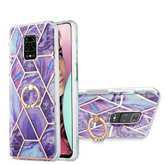 Silicone Candy Rubber Gel Fashionable Pattern Soft Case Cover with Finger Ring Stand Y01B for Xiaomi Poco M2 Pro Purple