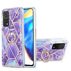 Silicone Candy Rubber Gel Fashionable Pattern Soft Case Cover with Finger Ring Stand Y01B for Xiaomi Redmi K30S 5G Purple