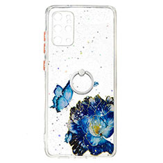 Silicone Candy Rubber Gel Fashionable Pattern Soft Case Cover with Finger Ring Stand Y01X for Samsung Galaxy S20 Plus Blue