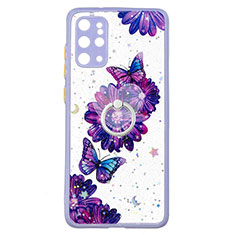 Silicone Candy Rubber Gel Fashionable Pattern Soft Case Cover with Finger Ring Stand Y01X for Samsung Galaxy S20 Plus Purple