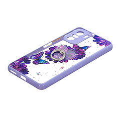 Silicone Candy Rubber Gel Fashionable Pattern Soft Case Cover with Finger Ring Stand Y01X for Xiaomi Mi 11X Pro 5G Purple