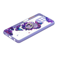 Silicone Candy Rubber Gel Fashionable Pattern Soft Case Cover with Finger Ring Stand Y01X for Xiaomi Poco M2 Pro Purple