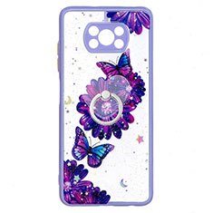 Silicone Candy Rubber Gel Fashionable Pattern Soft Case Cover with Finger Ring Stand Y01X for Xiaomi Poco X3 Purple