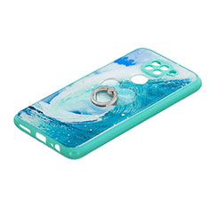 Silicone Candy Rubber Gel Fashionable Pattern Soft Case Cover with Finger Ring Stand Y01X for Xiaomi Redmi 10X 4G Green