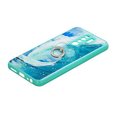 Silicone Candy Rubber Gel Fashionable Pattern Soft Case Cover with Finger Ring Stand Y01X for Xiaomi Redmi 9 Green