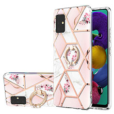 Silicone Candy Rubber Gel Fashionable Pattern Soft Case Cover with Finger Ring Stand Y02B for Samsung Galaxy M40S Pink