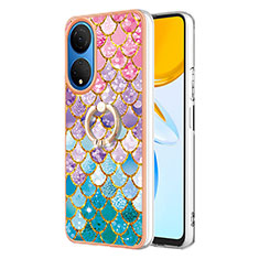 Silicone Candy Rubber Gel Fashionable Pattern Soft Case Cover with Finger Ring Stand Y03B for Huawei Honor X7 Colorful
