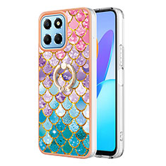 Silicone Candy Rubber Gel Fashionable Pattern Soft Case Cover with Finger Ring Stand Y03B for Huawei Honor X8a 5G Colorful