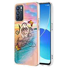 Silicone Candy Rubber Gel Fashionable Pattern Soft Case Cover with Finger Ring Stand Y03B for Oppo Reno6 5G Mixed