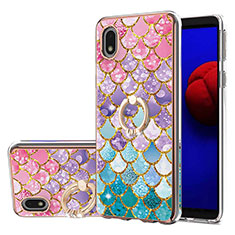 Silicone Candy Rubber Gel Fashionable Pattern Soft Case Cover with Finger Ring Stand Y03B for Samsung Galaxy A01 Core Colorful