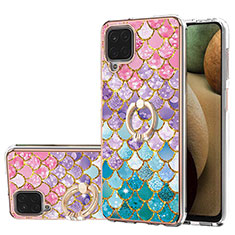 Silicone Candy Rubber Gel Fashionable Pattern Soft Case Cover with Finger Ring Stand Y03B for Samsung Galaxy A12 5G Colorful