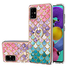 Silicone Candy Rubber Gel Fashionable Pattern Soft Case Cover with Finger Ring Stand Y03B for Samsung Galaxy A51 4G Colorful