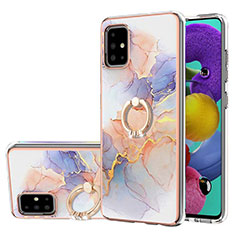 Silicone Candy Rubber Gel Fashionable Pattern Soft Case Cover with Finger Ring Stand Y03B for Samsung Galaxy A51 5G Clove Purple