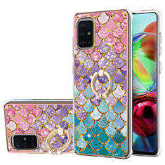 Silicone Candy Rubber Gel Fashionable Pattern Soft Case Cover with Finger Ring Stand Y03B for Samsung Galaxy A71 4G A715 Colorful