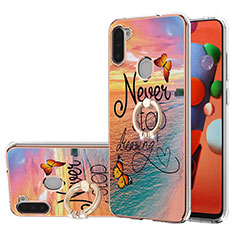 Silicone Candy Rubber Gel Fashionable Pattern Soft Case Cover with Finger Ring Stand Y03B for Samsung Galaxy M11 Mixed