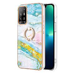 Silicone Candy Rubber Gel Fashionable Pattern Soft Case Cover with Finger Ring Stand Y05B for Oppo F19 Pro+ Plus 5G Colorful