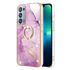 Silicone Candy Rubber Gel Fashionable Pattern Soft Case Cover with Finger Ring Stand Y05B for Oppo Reno6 Pro+ Plus 5G Clove Purple