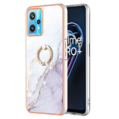 Silicone Candy Rubber Gel Fashionable Pattern Soft Case Cover with Finger Ring Stand Y05B for Realme 9 Pro 5G White